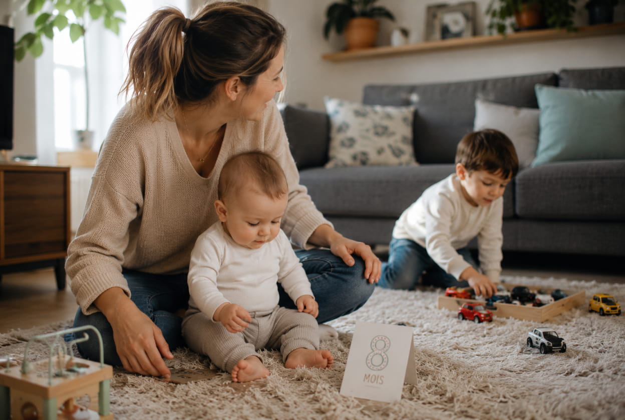 Un bébé et un jeune enfant jouant ensemble