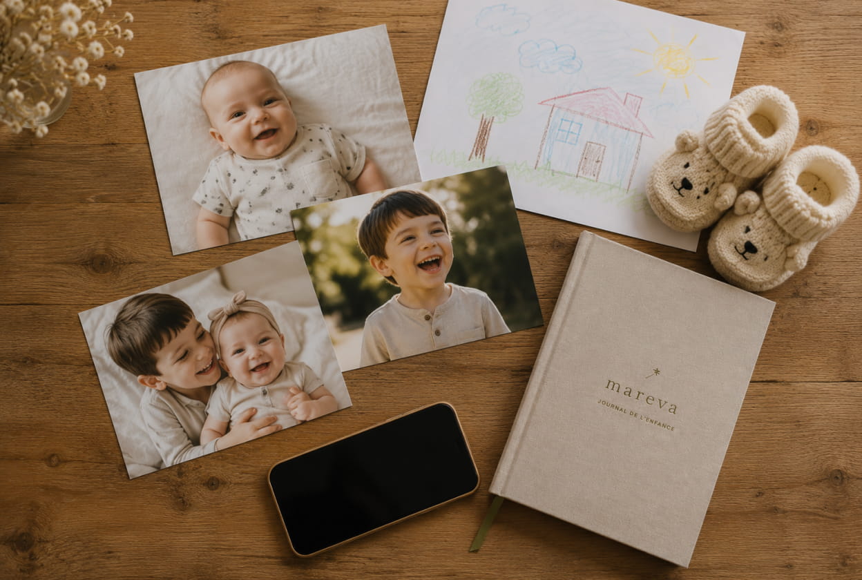 Des photos de famille posées sur une table